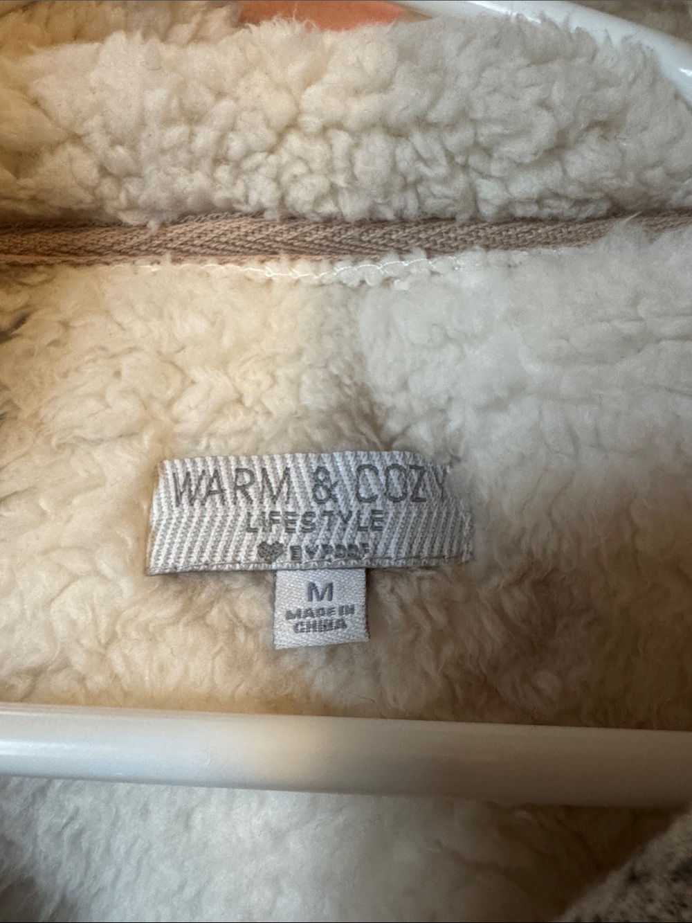 Cozy Sherpa Pullover Jacket - Cream Geometric - Picture 2 of 2